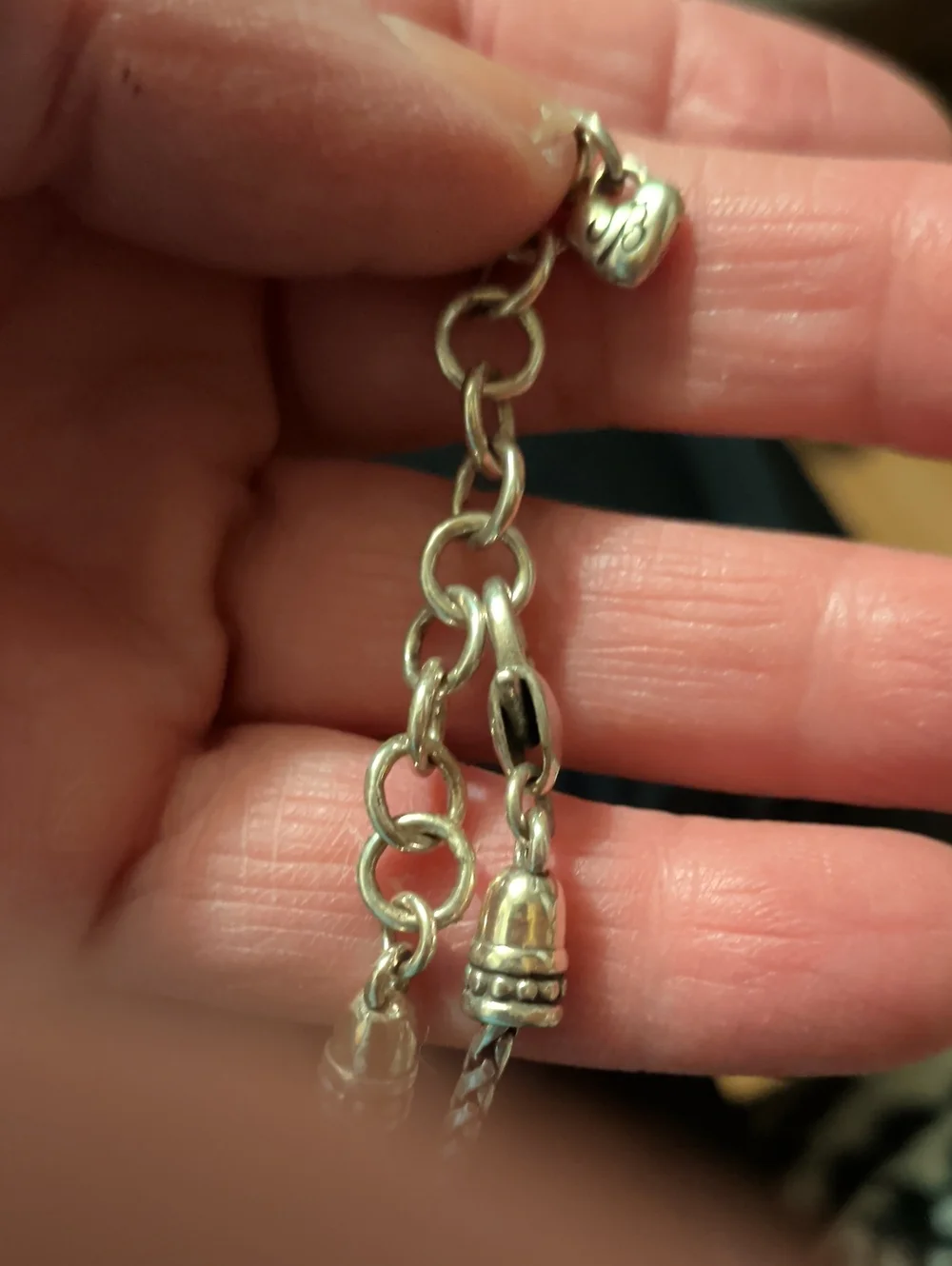 Sterling-Color Filigree Square Pendant Necklace with Clear Crystal Accent